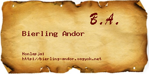 Bierling Andor névjegykártya